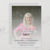 フォトグレー74th誕生日の招待状 招待状 (正面/裏面)