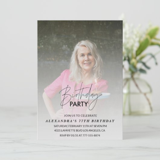 フォトグレー77歳の誕生日の招待状 招待状 (スタンド正面)