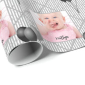 フォトグレー/白シンプル色のストライプパターン ラッピングペーパー (ロールコーナー)