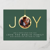 フォトグ数々のリーリーフメリークリスマス金ゴールドJOY 箔シーズンカード (正面)