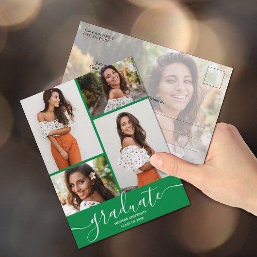 フォトグ数々のリーン卒業パーティー招待状 ポストカード