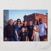 フォトグ数々のリーン金ゴールドメリークリスマスハッピー 箔シーズンカード (裏面)