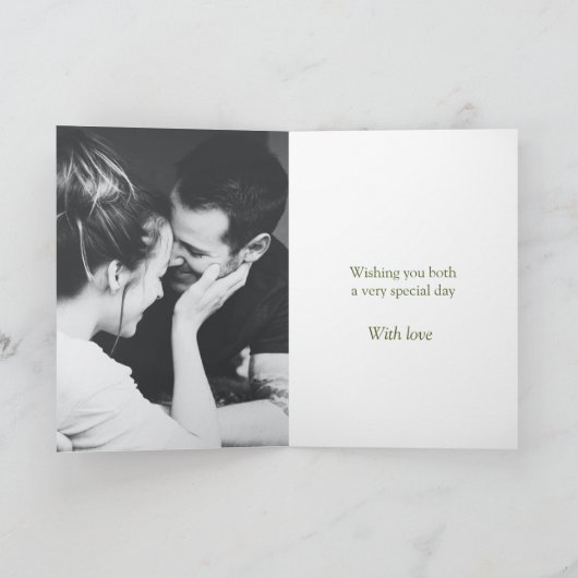 フォトグ結婚リーンの中にペリドットの記念日 カード (内部)