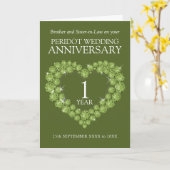 フォトグ結婚リーンの中にペリドットの記念日 カード (黄色い花)