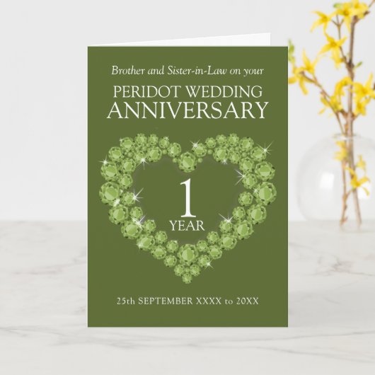 フォトグ結婚リーンの中にペリドットの記念日 カード (黄色い花)