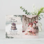 フォトケーキスマッシュ最初の誕生日パーティーの招待状 招待状 (スタンド正面)