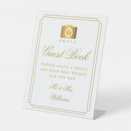 フォトゲストブックエレガント金ゴールドアールデコ 台座サイン