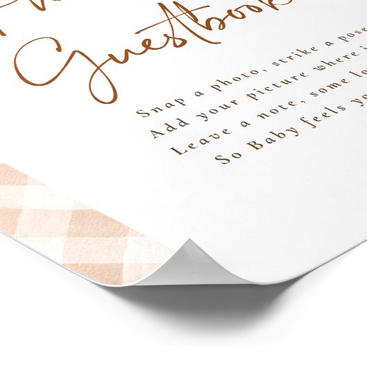 フォトゲストブックギンガムかわいこちゃんパイ赤ちゃんシャワーのサイン ポスター (角)