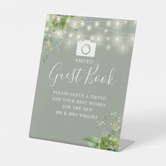 フォトゲストブックグリーナリーサージグリーン結婚ズ 台座サイン (正面)