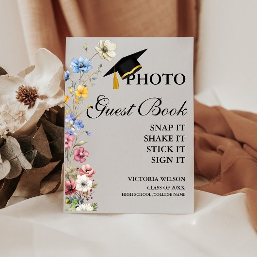フォトゲストブックサイン、卒業写真ゲストブック 台座サイン