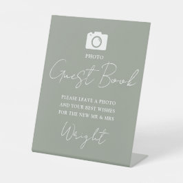 フォトゲストブックスクリプトセージグリーン結婚ズ 台座サイン