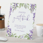 フォトゲストブックパープルフローラス結婚クリプト 台座サイン (インサイチュ)