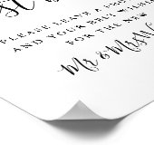 フォトゲストブックブラック&ホワイトのスクリプトサイン ポスター (角)