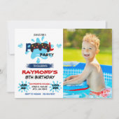 フォトゲーマープールパーティー誕生日 招待状 (正面)
