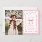 フォトコケットピンクボウフェミニン誕生日 サンキューカード (正面)