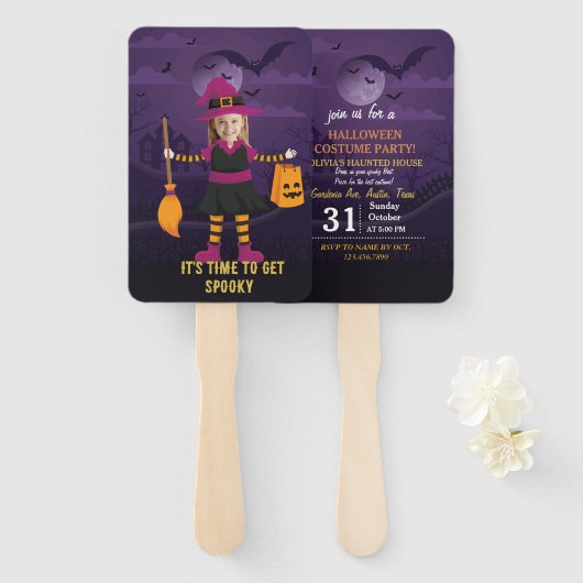 フォトコスメパーソナライズされたントパーティーハロウィンキッズ ハンドファン (正面&裏面)