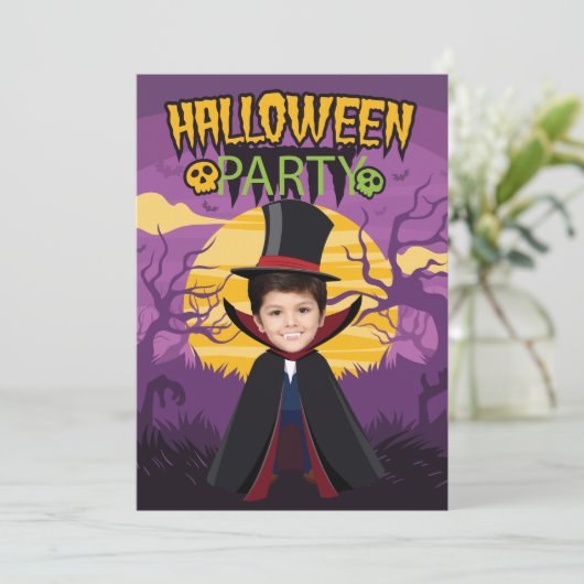 フォトコスメパーソナライズされたントパーティーハロウィンキッズ 招待状 (スタンド正面)