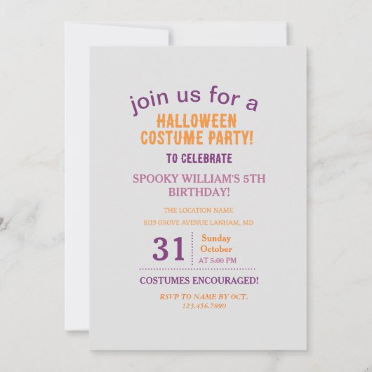 フォトコスメパーソナライズされたントパーティーハロウィンキッズ 招待状 (裏面)