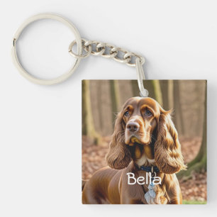 フォトコッカースパニエル犬のパーソナライズ キーホルダー