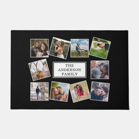 フォトコパーソナライズされたラージュブラック ドアマット (正面)