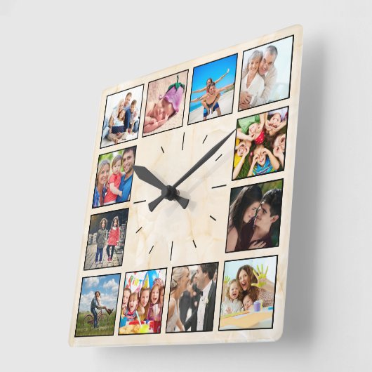 フォトコパーソナライズされたラージュベエレガントージュ大理石 スクエア壁時計 (傾斜)