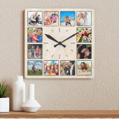 フォトコパーソナライズされたラージュベエレガントージュ大理石 スクエア壁時計