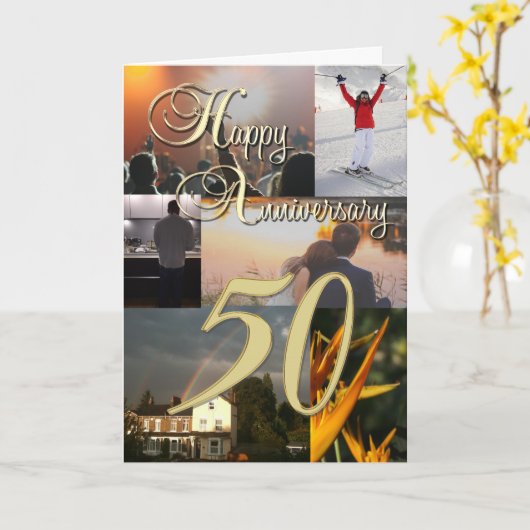 フォトコパーソナライズされたラージュ50周年 カード (黄色い花)