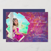 フォトコラクールージュバルミツワー招待状 招待状 (正面/裏面)