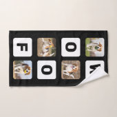 フォトコラパーソナライズされたージュのペット好きの犬を飼うウーフ  バスタオルセット (ハンドタオル)