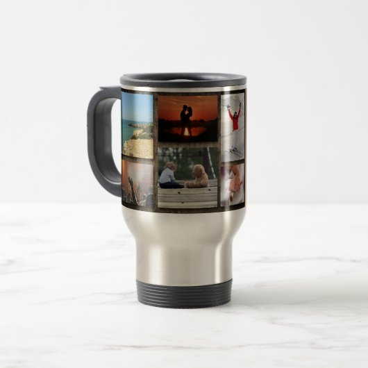 フォトコラパーソナライズされたージュタンブラー トラベルマグ (正面左)