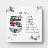 フォトコラパーソナライズされたージュラブカップル記念日 フォトプラーク (正面)