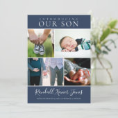 フォトコラモダンージュブルー男の赤ちゃん誕生 案内状 (スタンド正面)