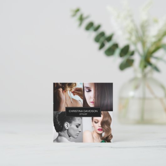 フォトコラモダンージュ：アーティストスタイルリスト スクエア名刺 (スタンド正面)