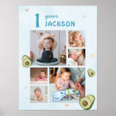 フォトコラージアボカド1歳の誕生日パーティー ポスター (正面)