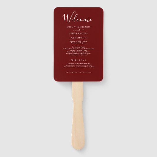 フォトコラージクランベリーレッド結婚式 プログラムハンドF ハンドファン (裏面)