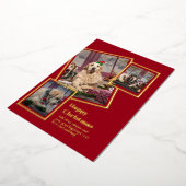 フォトコラージクリスマスカー実在ド金箔 箔招待状 (回転した状態)