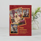 フォトコラージクリスマスカー実在ド金箔 箔招待状 (立ち正面)