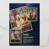 フォトコラージクリスマスカー実在ド金箔 箔招待状 (正面)