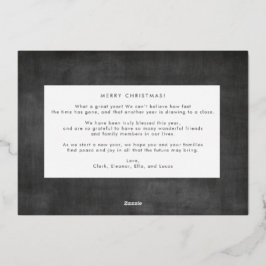 フォトコラージクリスマスゴールドフォイルホリデーカード 箔シーズンカード (裏面)