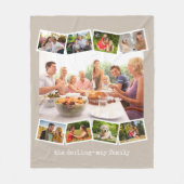 フォトコラージグザグフォトストリップニュートラルキノコ フリースブランケット (正面)