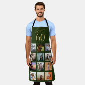 フォトコラージグリーン金ゴールド60誕生日 エプロン (着用した状態)