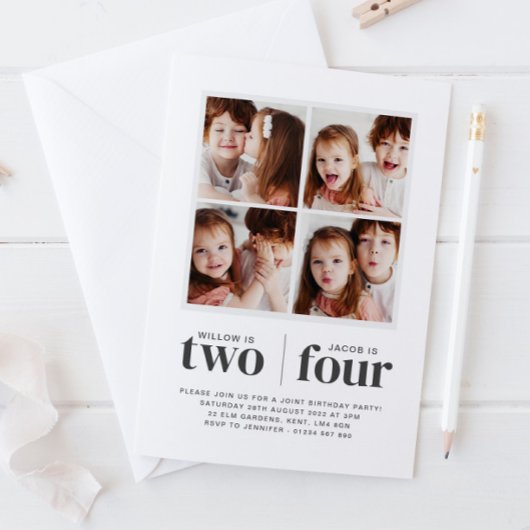 フォトコラージジョイント誕生日招待状 招待状