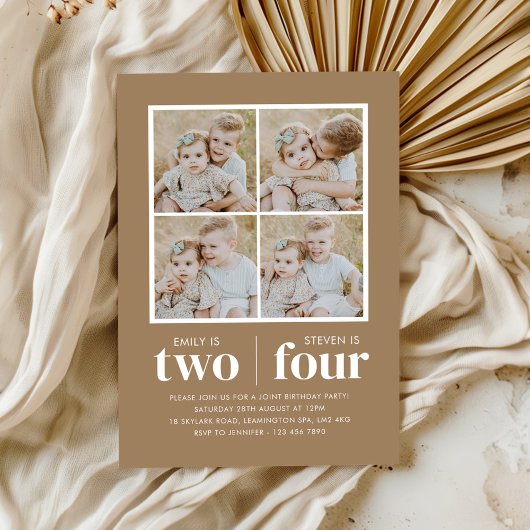 フォトコラージジョイント誕生日 招待状