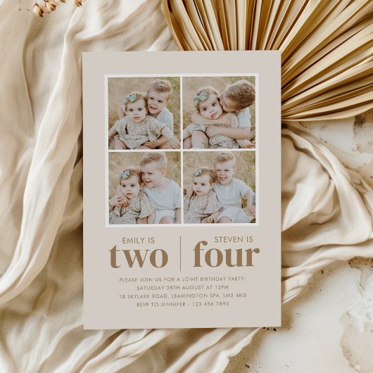 フォトコラージジョイント誕生日 招待状