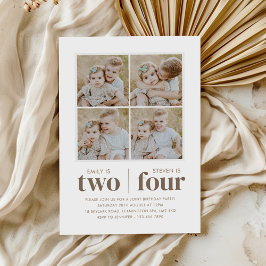 フォトコラージジョイント誕生日 招待状