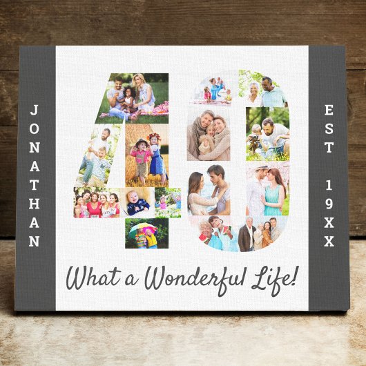 フォトコラージセット番号40グレーホワイトカスタム キャンバスプリント