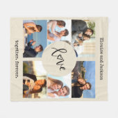 フォトコラージタイプライターカスタム文字ニュートラルベージュ フリースブランケット (正面(横))