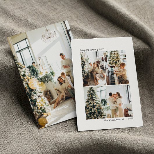 フォトコラージタイプライターミニマリスト4名 シーズンカード