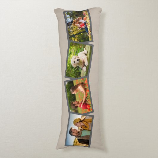 フォトコラージニュートラルパーソナライズされたキノコ4 ボディピロー (正面縦)