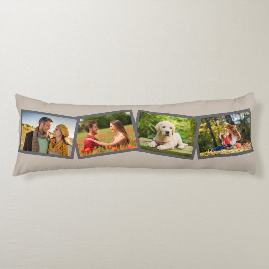 フォトコラージニュートラルパーソナライズされたキノコ4 ボディピロー (正面)